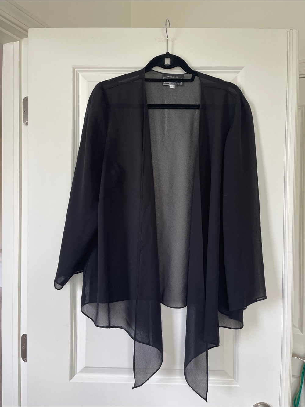 Womans ALEX EVENINGS Chiffon Open-Front Sheer Cardigan